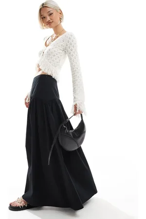 ASOS Falda larga negra con cintura baja de