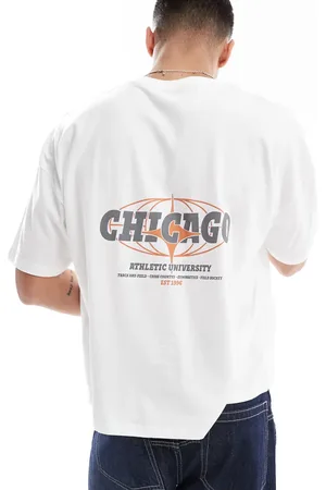 ASOS Camiseta blanca de corte cuadrado extragrande con hombros caídos y estampado gráfico de ciudad de