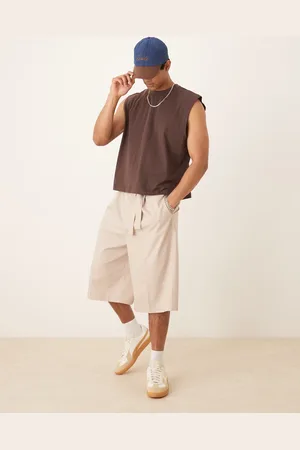 ASOS Pantalones cortos extragrandes de estilo bermudas con cinturón de -Neutro