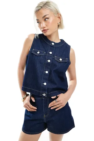 ASOS Chaleco vaquero añil con cuello redondo de (parte de un conjunto)