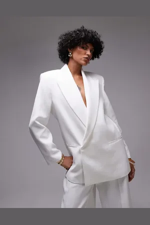 MANGO Americana blanca extragrande asimétrica de (parte de un conjunto)-Neutro