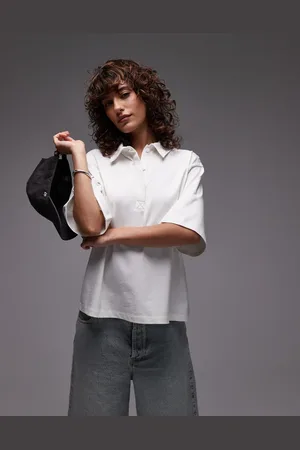 Topshop Top color extragrande de estilo rugby de -Blanco
