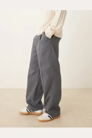 ASOS Pantalones grises de pernera ancha con pinzas de