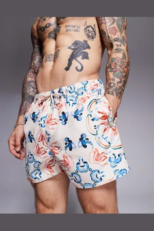ASOS Shorts de baño muy cortos color con estampado de mosaico efecto acuarela de -Neutro