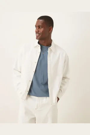 ASOS Chaqueta vaquera color crudo estilo camisa de los años 90 de corte cuadrado extragrande de (parte de un conjunto)-Blanco