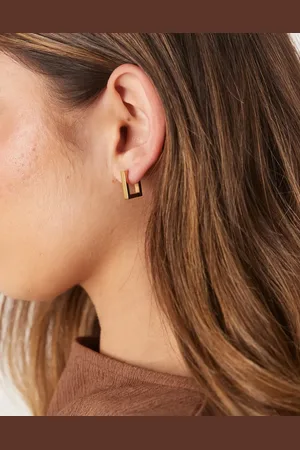 ASOS Pendientes de aro pequeños cuadrados de acero inoxidable resistente al agua de