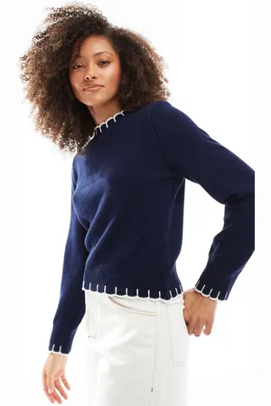 ASOS Jersey con detalle de pespuntes de festón de punto de