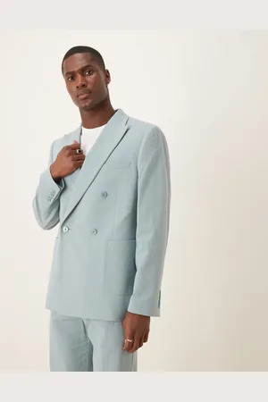 ASOS Chaqueta de traje de corte slim con doble botonadura de tejido texturizado efecto rugoso de