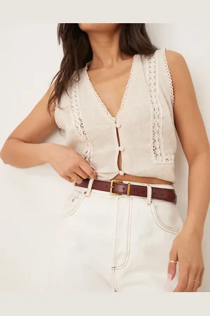 ASOS Cinturón para cintura y cadera con hebilla cuadrada de -Rojo