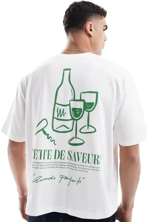ASOS Camiseta blanca de corte cuadrado extragrande con estampado gráfico de dibujo de