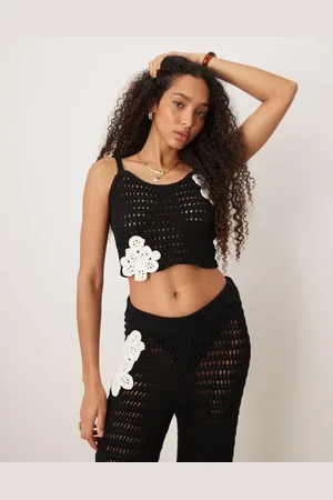 ASOS Top monocromático de tirantes con detalle de parche de punto de croché de (parte de un conjunto)