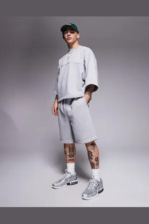 ASOS Pantalones cortos gris jaspeado extragrandes con detalle de ribetes de (parte de un conjunto)