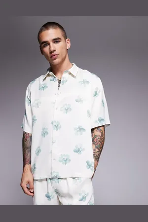 ASOS Camisa beis holgada con estampado floral de -Neutro