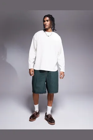 ASOS Pantalones cortos vaqueros verde tintado de corte alargado de