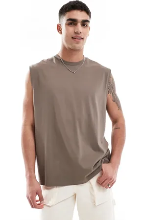ASOS Camiseta marrón extragrande sin mangas de