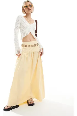ASOS Falda larga amarilla con cintura baja de
