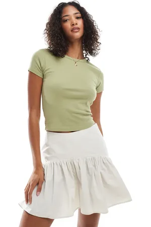ASOS Minifalda color crema con cintura baja de -Negro