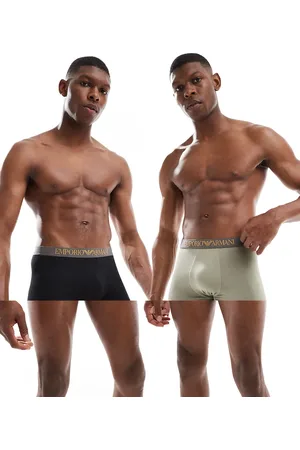 Emporio Armani Pack de 2 calzoncillos de color negro y beis con logo de bambú suave al tacto de Bodywear
