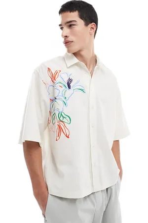 ASOS Camisa color de corte cuadrado extragrande con estampado floral de -Neutro