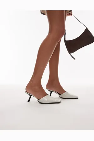 Topshop Mules de tacón con puntera cuadrada de cuero premium Dante de