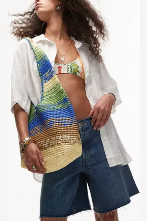 MANGO Bolso tote grande con diseño degradado de rafia de