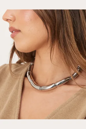 ASOS Gargantilla plateada llamativa con diseño tubular de