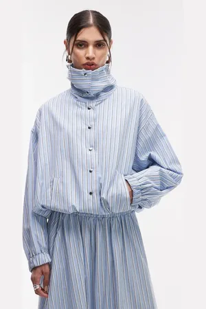 ASOS Chaqueta azul a rayas estilo camisa con botones y solapas de -Multicolor