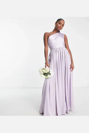 ANAYA Vestido de dama de honor asimétrico con abertura hasta el muslo de satén de -Morado