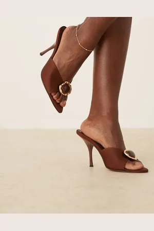 ASOS Mules marrones de tacón alto con herraje Noon de -Marrón