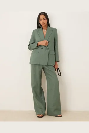MANGO Pantalones sueltos con lazada en la cintura de lino de (parte de un conjunto)