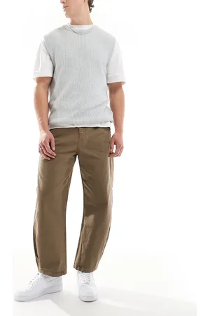 ASOS Pantalones marrones extragrandes con logo ADS de lona de