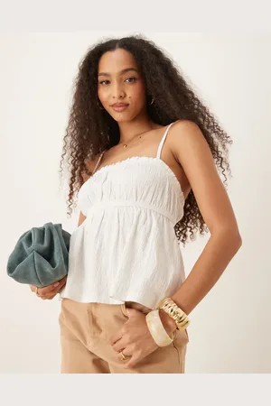 ASOS Top marfil de tirantes de tejido texturizado efecto rugoso de