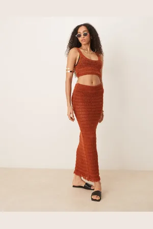 ASOS Falda playera larga color óxido de punto de -Cobre