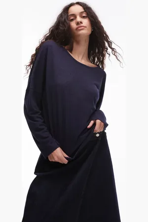 ARKET Top holgado de manga larga con detalle de costuras de mezcla de lino de