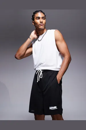ASOS Pantalones cortos de corte slim con detalle estampado de malla texturizada de