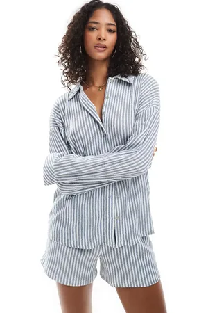 ONLY Camisa a rayas azules extragrande de tejido texturizado de (parte de un conjunto)