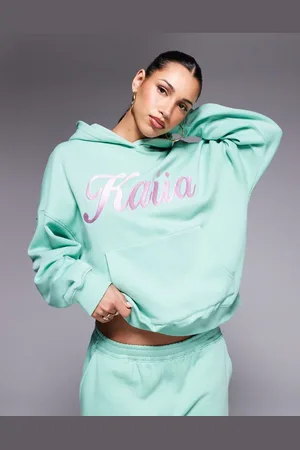 Kaiia Sudadera extragrande con capucha y logo bordado estilo remolino de (parte de un conjunto)