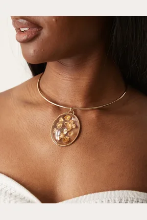 ASOS Collar fino rígido con detalle de flores encapsuladas de