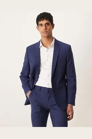ASOS Chaqueta de traje azul de corte slim de lana peinada ligera lavable de