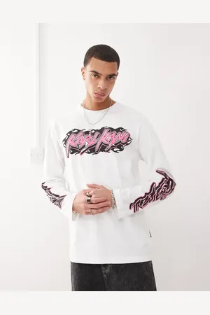 Karl Kani Camiseta blanca de manga larga con estampado gráfico de corazón y logo de firma de