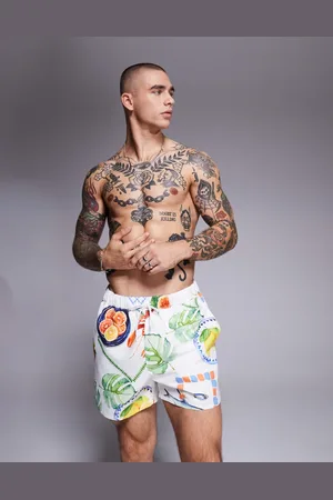 ASOS Shorts de baño cortos con estampado efecto acuarela de
