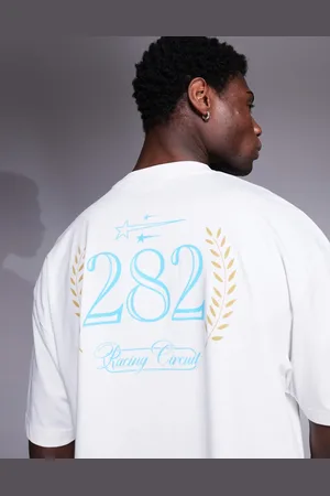 ASOS Camiseta corta blanca extragrande con estampado gráfico deportivo de