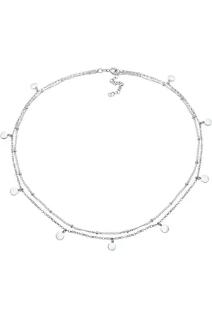 Elli Gargantilla plateada de varias hileras de cadena con eslabones variados para mujer de plata de ley 925 de