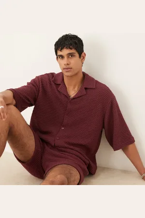 ASOS Camisa burdeos extragrande con media manga de croché de (parte de un conjunto)