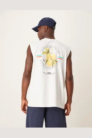 ASOS Camiseta blanca extragrande sin mangas con estampado "Limoncello" de