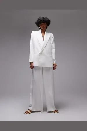 MANGO Pantalones de sastre blancos de pernera recta de (parte de un conjunto)-Neutro