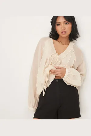 ASOS Pantalones cortos dad negros holgados de mezcla de lino de Petite