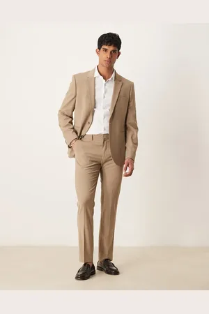 ASOS Pantalones de traje de corte slim de lana peinada ligera lavable de -Neutro