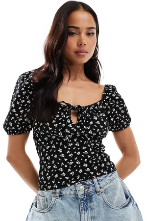 Miss Selfridge Top de estilo mesonera con y lazada delantera de -Multicolor