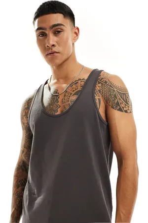 ASOS Camiseta gris carbón de tirantes de punto grueso de